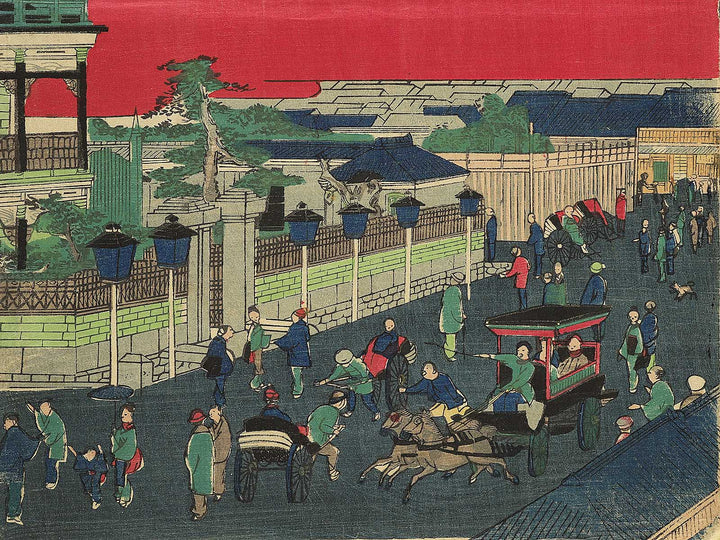 Tokyo fuka Kaiunbashi Kabutocho daiichi kokuritsu ginko gokai zoshin zu by Utagawa Kuniteru / BJ342-356