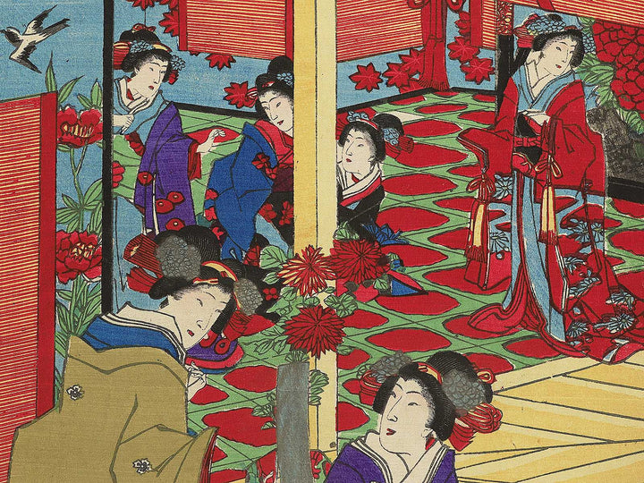 Kiku no sakari kaika no nigiwai by Yoshu Chikanobu / BJ345-373