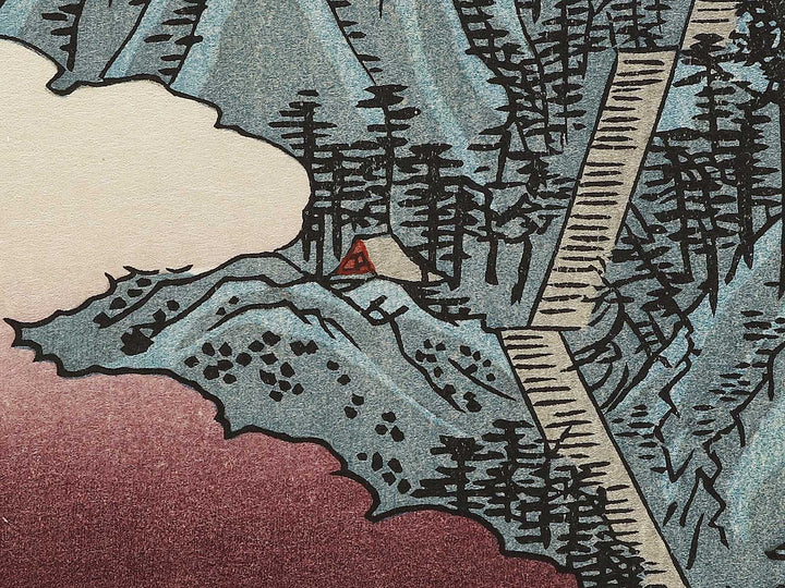 Horai Temple Mountains from the series Famous Views of the Sixty-odd Provinces by Utagawa Hiroshige, (Large print size) / BJ334-411