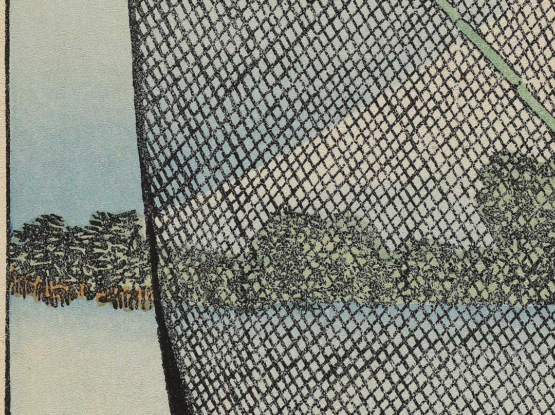 Mt. Fuji behind the net from the series One Hundred Views of Mount Fuji by Katsushika Hokusai, (Medium print size) / BJ325-073