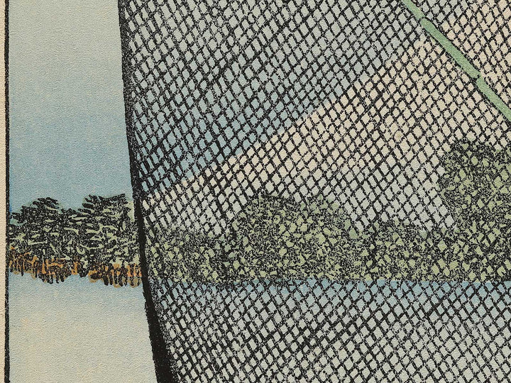 Mt. Fuji behind the net from the series One Hundred Views of Mount Fuji by Katsushika Hokusai, (Medium print size) / BJ325-073