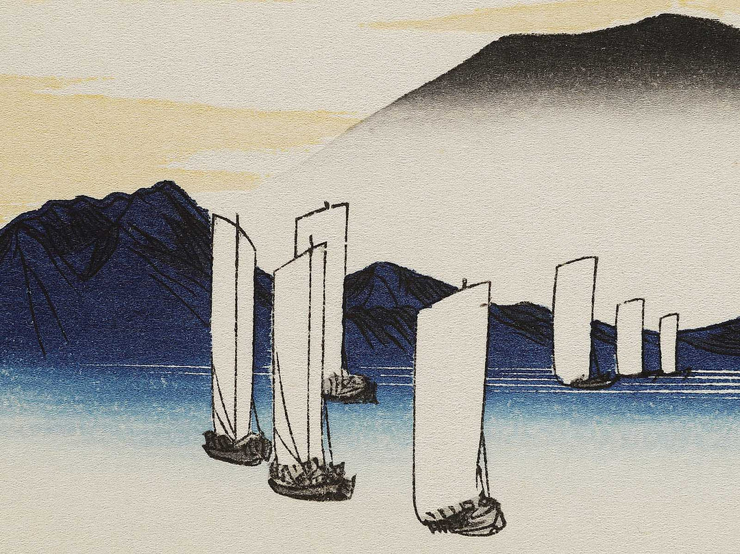 Returning sails at Yabase from the series Eight Views of Omi by Utagawa Hiroshige, (Medium print size) / BJ333-956