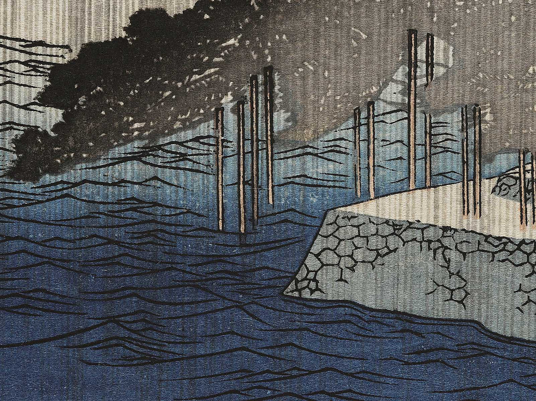 Evening rain at Karasaki from the series Eight Views of Omi by Utagawa Hiroshige, (Medium print size) / BJ333-935