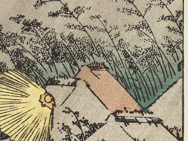 Travellers surprised by sudden rain from the series The Fifty-three Stations of the Tokaido by Utagawa Hiroshige, (Small print size) / BJ351-463