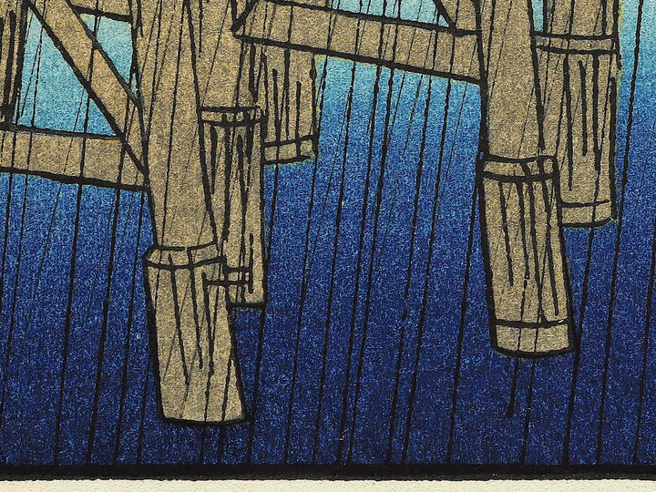 Sudden Shower Over Ohashi Bridge and Atake from the series One Hundred Famous Views of Edo by Utagawa Hiroshige, (Medium print size) / BJ330-652