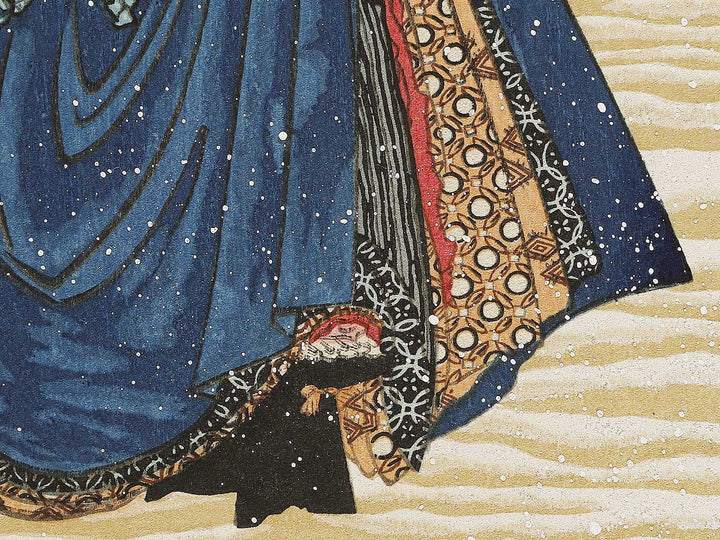 Beauty with Umbrella in the Snow by Katsushika Hokusai, (Medium print size) / BJ325-066