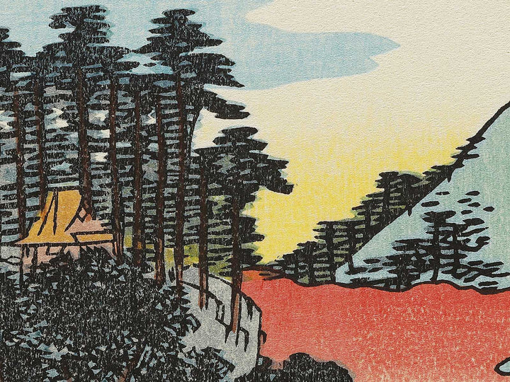 Iwai Valley, Kannon Cave from the series Famous Views of the Sixty-odd Provinces by Utagawa Hiroshige, (Large print size) / BJ334-208