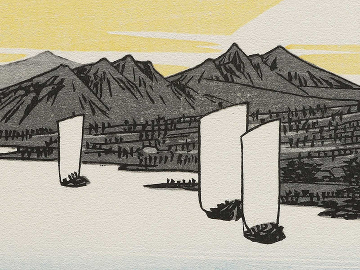 Evening glow at Seta from the series Eight Views of Omi by Utagawa Hiroshige, (Medium print size) / BJ333-963