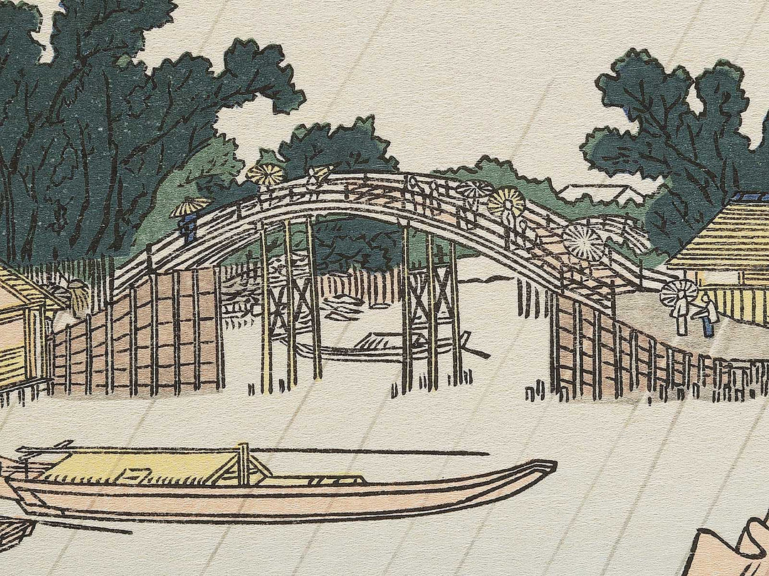 Shin Yanagibashi no hakuu Okekeguro no niji from the series Ehon Sumidagawa ryogan ichiran by Katsushika Hokusai, (Large print size) / BJ341-145