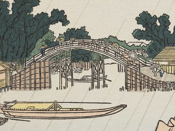 Shin Yanagibashi no hakuu Okekeguro no niji from the series Ehon Sumidagawa ryogan ichiran by Katsushika Hokusai, (Large print size) / BJ341-145