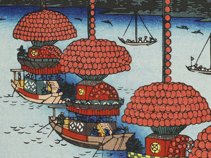 Tsushima, Tenno Festival from the series Famous Views of the Sixty-odd Provinces by Utagawa Hiroshige, (Large print size) / BJ334-348