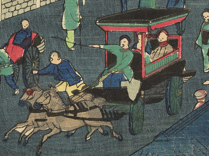 Tokyo fuka Kaiunbashi Kabutocho daiichi kokuritsu ginko gokai zoshin zu by Utagawa Kuniteru / BJ342-356