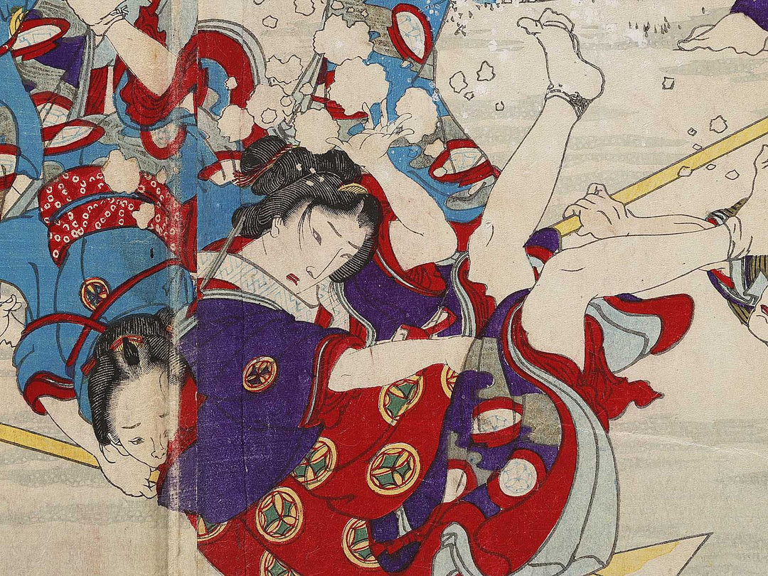 Sumida yuran toki ni ataru mutsumi no hanagata by Toyohara Kunichika / BJ315-938