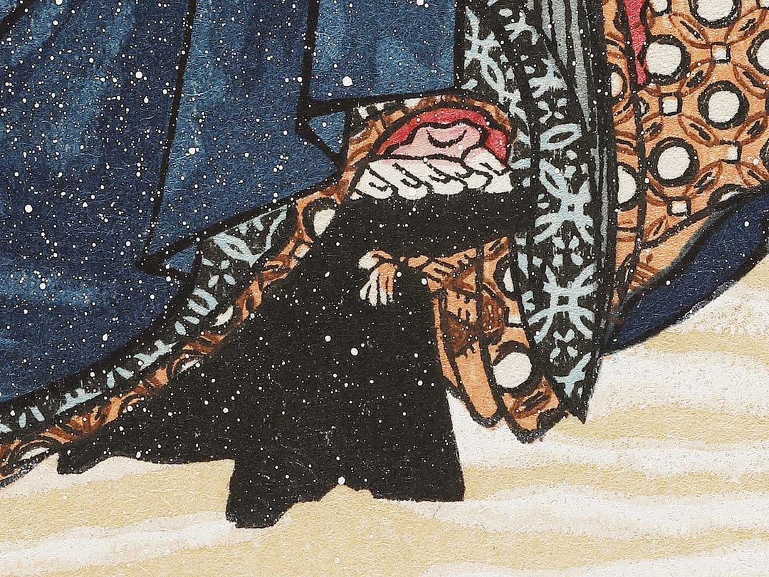 Beauty with Umbrella in the Snow by Katsushika Hokusai, (Medium print size) / BJ327-285