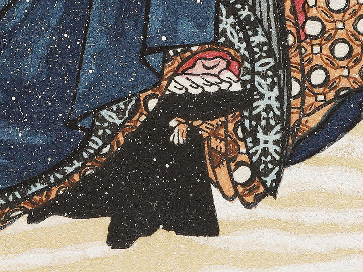 Beauty with Umbrella in the Snow by Katsushika Hokusai, (Medium print size) / BJ327-285