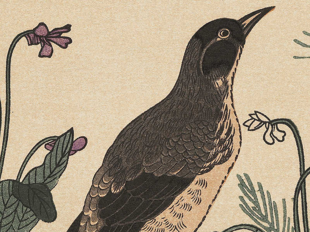 Quail and Skylark from the series Momotidori kyoka awase by Kitagawa Utamaro, (Large print size) / BJ306-887