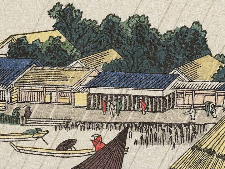 Shin Yanagibashi no hakuu Okekeguro no niji from the series Ehon Sumidagawa ryogan ichiran by Katsushika Hokusai, (Large print size) / BJ341-145