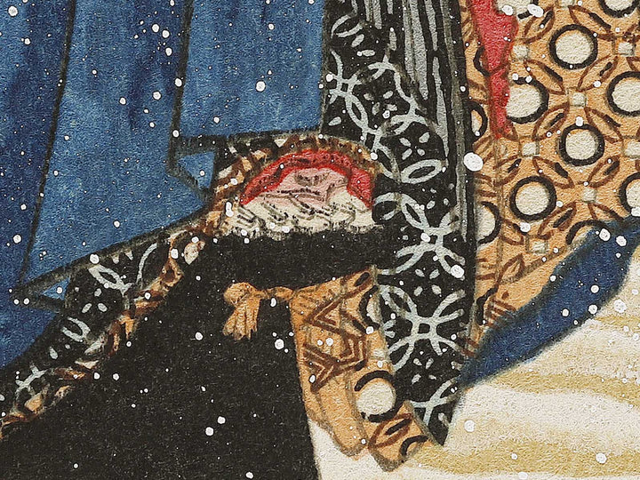 Beauty with Umbrella in the Snow by Katsushika Hokusai, (Medium print size) / BJ325-066