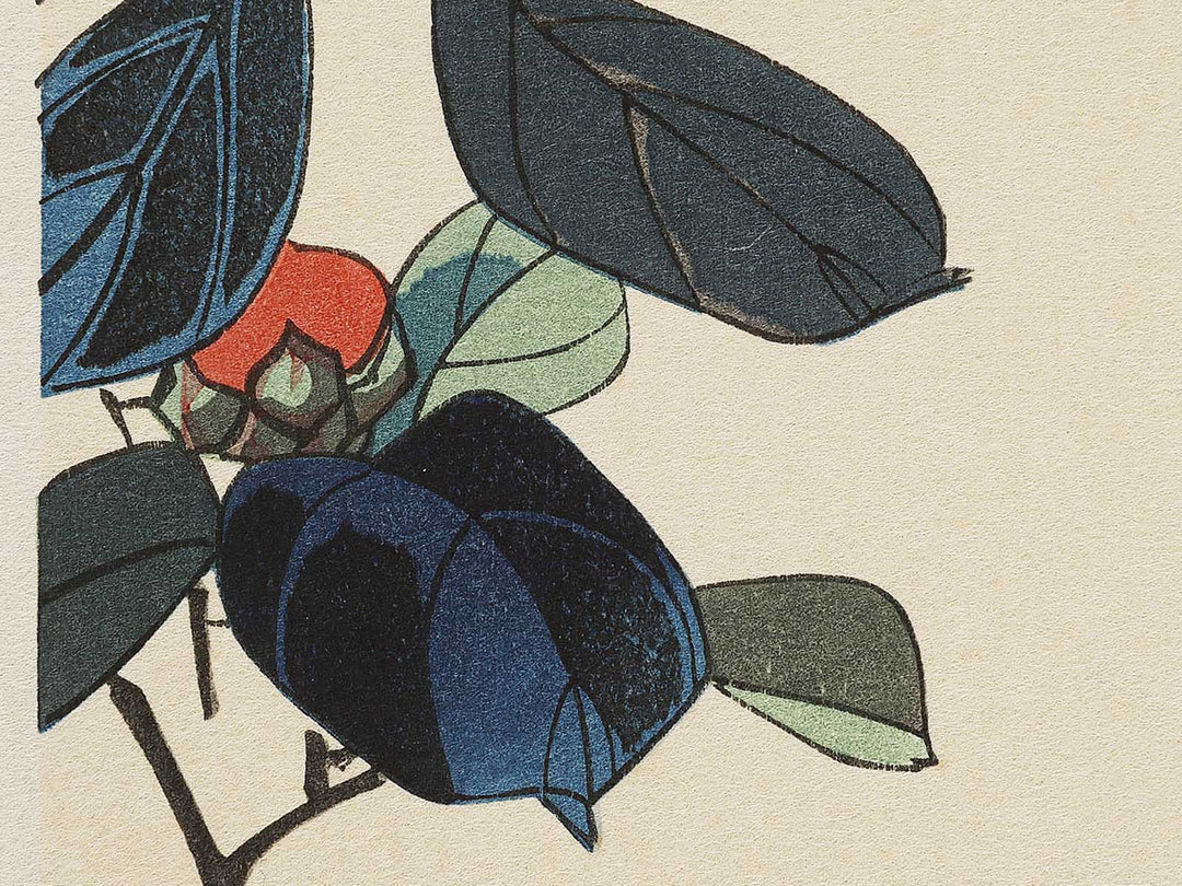 Bullfinch in Tsubaki by Utagawa Hiroshige, (Medium print size) / BJ328-083