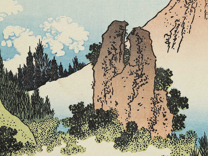 Mt. Fuji seen from a mountain-path near Taisekiji from the series One Hundred Views of Mount Fuji by Katsushika Hokusai, (Medium print size) / BJ327-523