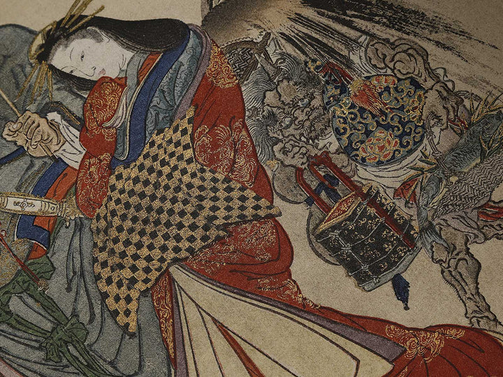 Bijin and Shoki by Kawanabe Kyosai, (Medium print size) / BJ330-799