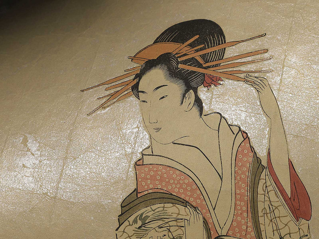 Takigawa of the  giya Brothel: The First Reception Room Appointment of the New Year from the series the series A Comparison of Selected Beauties of the Pleasure Quarters by Chobunsai Eishi, (Large print size) / BJ350-385