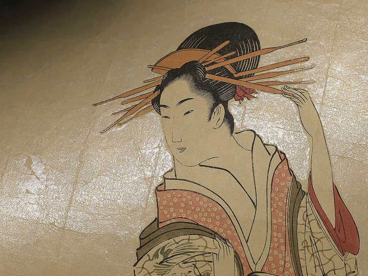 Takigawa of the  giya Brothel: The First Reception Room Appointment of the New Year from the series the series A Comparison of Selected Beauties of the Pleasure Quarters by Chobunsai Eishi, (Large print size) / BJ350-385
