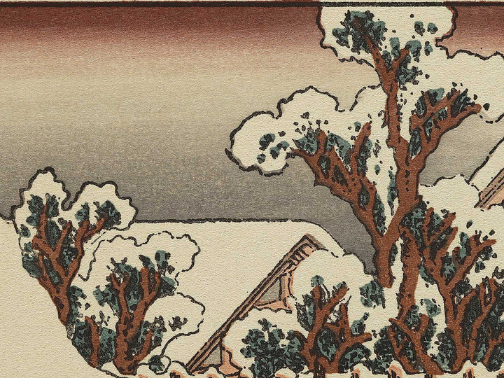 A morning scenery in the downtown after a heavy snowfall from the series One Hundred Views of Mount Fuji by Katsushika Hokusai, (Medium print size) / BJ319-550
