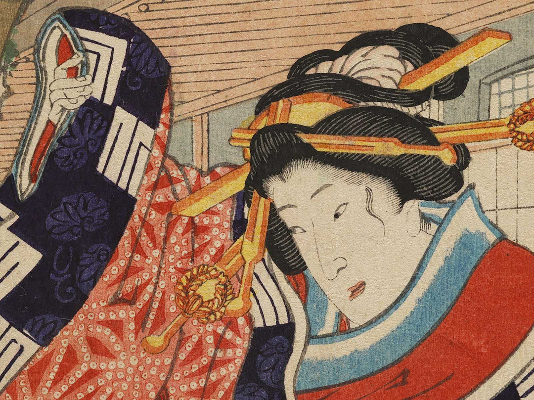 Mitsuuji struggles with a thief from Kasumitatsu Miyoshi no Genji by Utagawa Kuniteru / BJ327-642