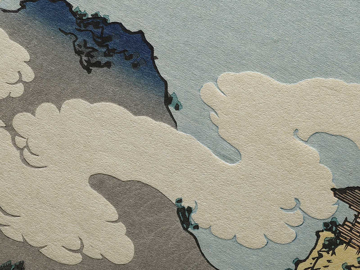 Ashikaga gyodo zan kumo no kakehashi from the series Shokoku meisho kiran by Katsushika Hokusai, (Large print size) / BJ320-565