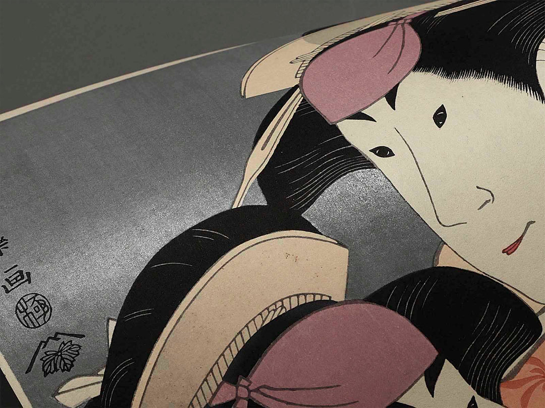 Segawa Tomisaburo II as Yadorigi, wife of Ogishi Kurando, and Nakamura Man'yo as the chambermaid Wakakusa by Toshusai Sharaku, (Large print size) / BJ224-329