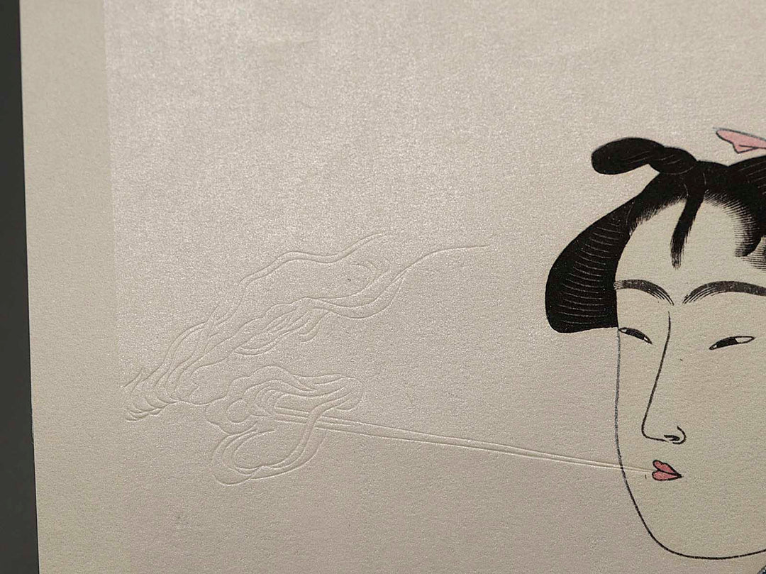 Smoking from the series Ten Classes of Women’s Physiognomy by Kitagawa Utamaro, (Medium print size) / BJ223-937