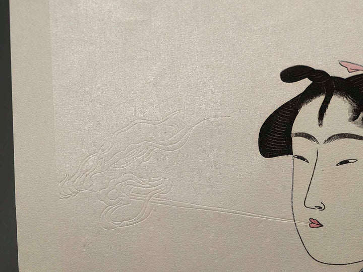 Smoking from the series Ten Classes of Women’s Physiognomy by Kitagawa Utamaro, (Medium print size) / BJ223-937