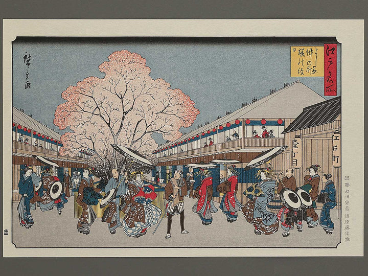 Holiday of Cherry Blossoms at Nakano-cho in the Yoshiwara from the series Famous Views of Edo by Utagawa Hiroshige, (Large print size) / BJ342-685