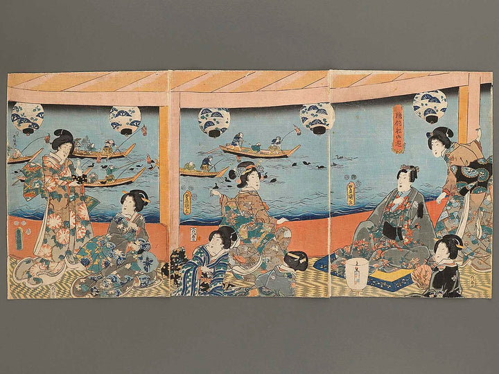 Ukai bune oasobi by Utagawa Kunisada(Toyokuni III) / BJ341-390