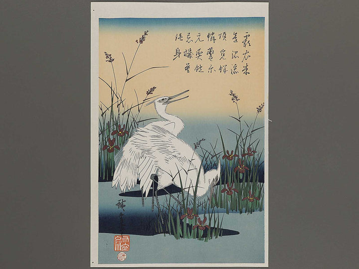 Egret in Iris and Grasses by Utagawa Hiroshige, (Large print size) / BJ324-765