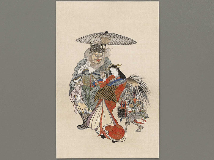Bijin and Shoki by Kawanabe Kyosai, (Medium print size) / BJ330-799