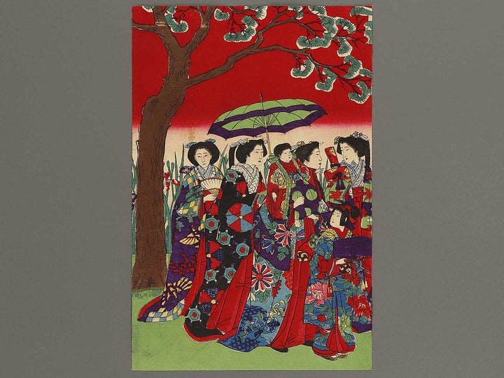 Tokyo Akasaka gyoen hanashobu goyuran narabi ni Takaosan enbo no zu by Utagawa HIroshige III / BJ339-556