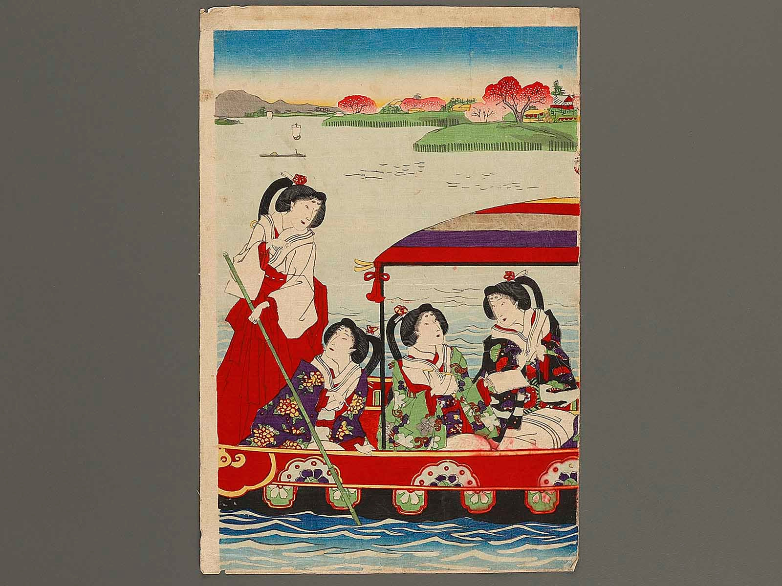 Sumidagawa sakura goyuken no zu by Morikawa Chikashige / BJ339-122