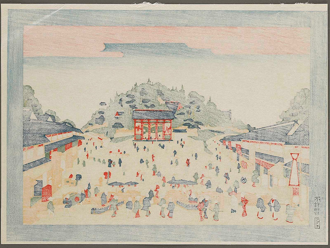 Edo meisho Ueno Niomon no zu by Utagawa Toyoharu, (Medium print size) / BJ330-463