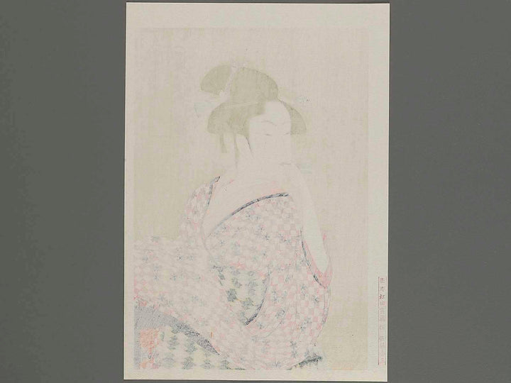 Young Woman Blowing a Popen (glass noisemaker) from the series Ten Classes of WomenÕs Physiognomy by Kitagawa Utamaro, (Medium print size) / BJ223-923