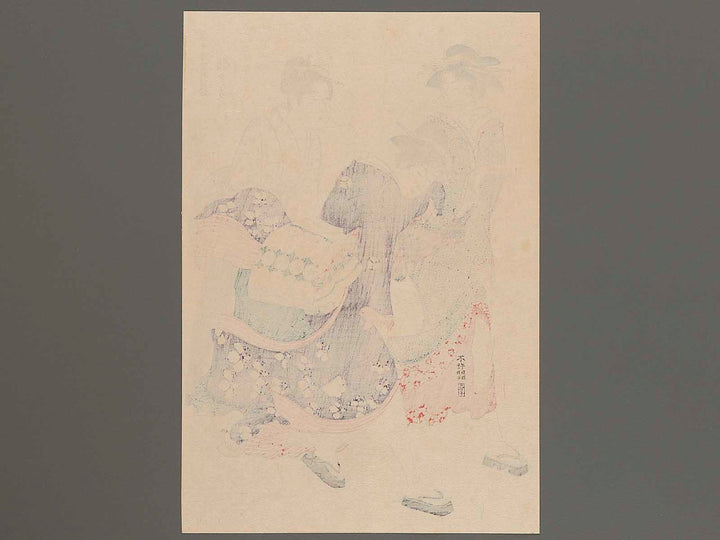 Three Beauties in the Wind from the series A Comparison of Fashionable Beauties of the Gay Quarters by Torii Kiyonaga, (Large print size) / BJ232-806