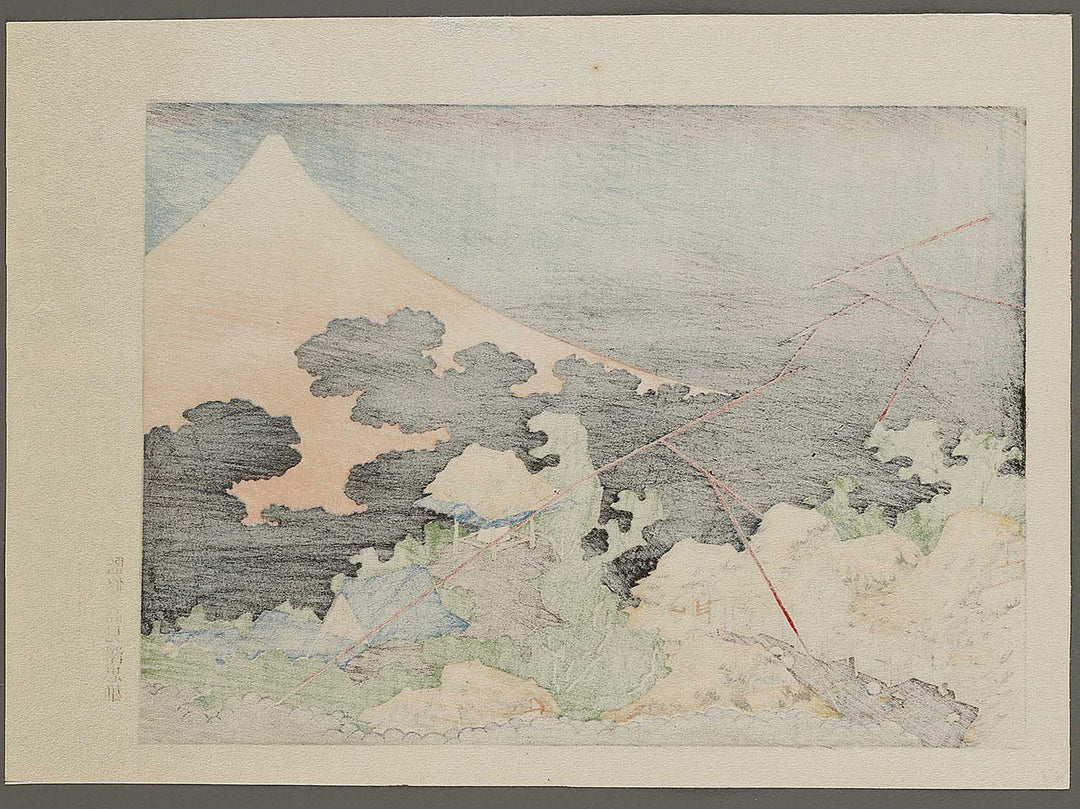 Fuji in a Thunderstorm from the series One Hundred Views of Mount Fuji by Katsushika Hokusai, (Medium print size) / BJ325-038