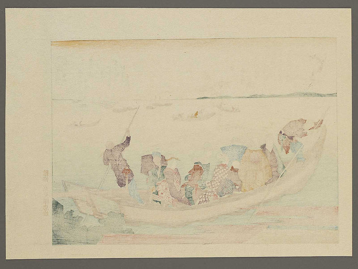 The first ferry-boat on the New-year's morn from the series Ehon Sumidagawa ryogan ichiran by Katsushika Hokusai, (Medium print size) / BJ319-501