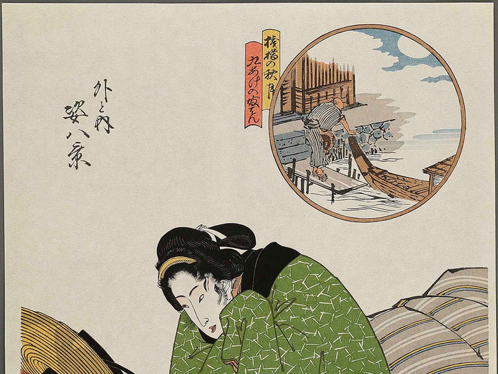 Sanbashi no akiduki  from the series Eight Views of Figures Inside and Outside by Utagawa Hiroshige, (Large print size) / BJ326-256
