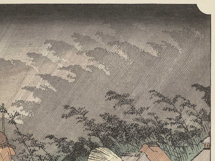 Travellers surprised by sudden rain from the series The Fifty-three Stations of the Tokaido by Utagawa Hiroshige, (Large print size) / BJ306-446