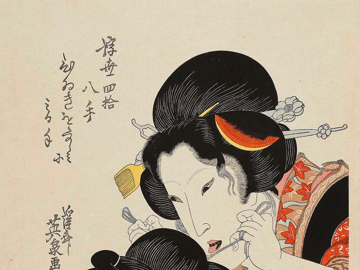 Hiiki wo tanoshimi ni miru te from the series Ukiyo shijuhatte by Keisai Eisen, (Large print size) / BJ318-976