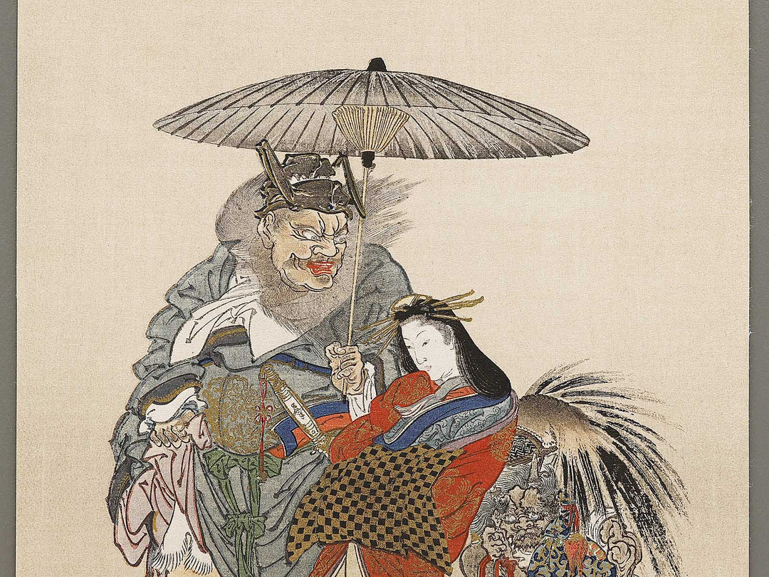 Bijin and Shoki by Kawanabe Kyosai, (Medium print size) / BJ330-799