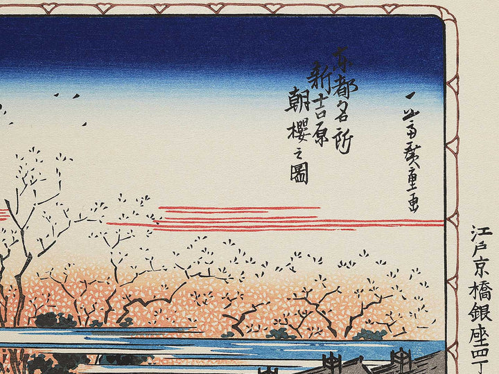 View of cherry-trees at dawn at the New Yoshiwara from the series Famous Places in the Eastern Capital by Utagawa Hiroshige, (Medium print size) / BJ341-880
