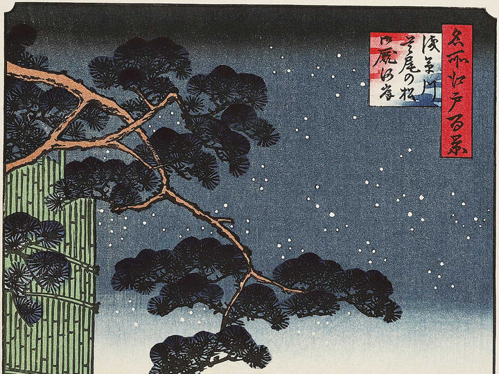 Rendezvous Pine (or, Pine of Success) near the Asakusa River and the Onmaya Bank of the Sumida River from the series One Hundred Famous Views of Edo by Utagawa Hiroshige, (Large print size) / BJ337-036